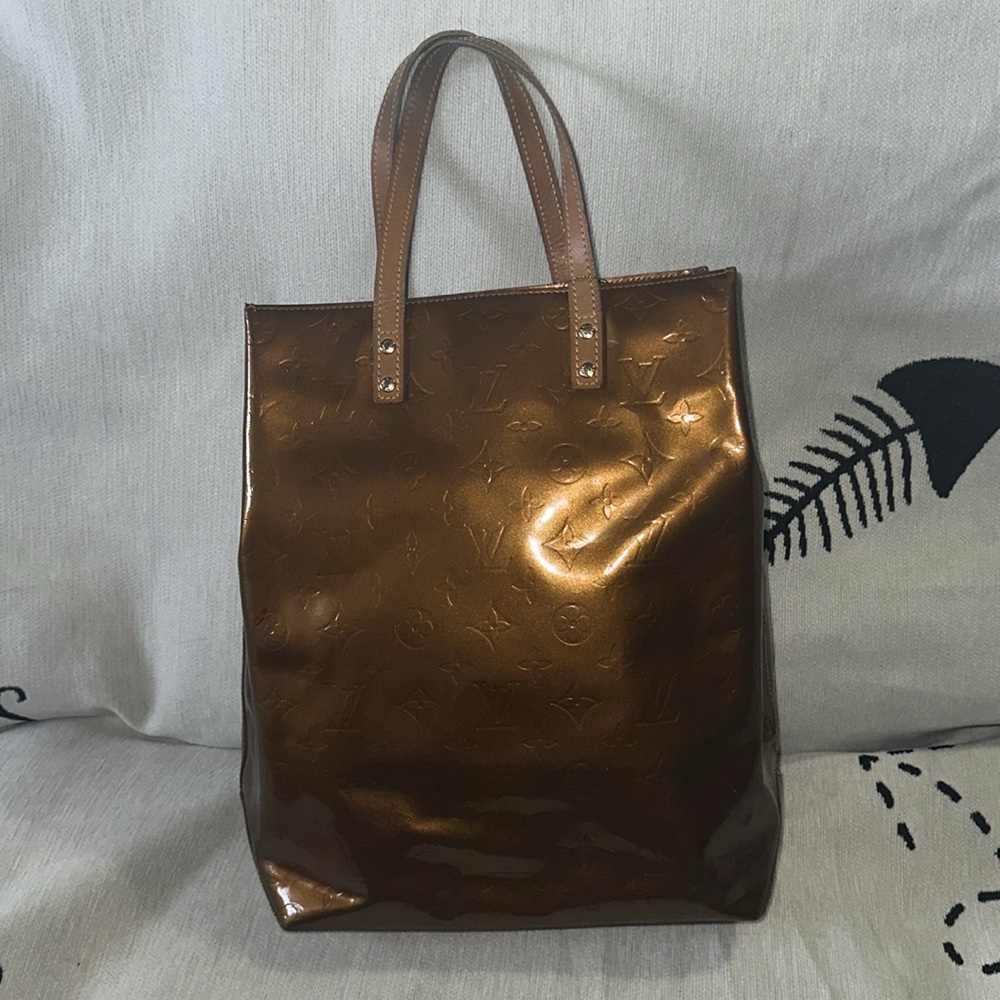 Louis Vuitton brown / metallic bronze monogram vernis tote bag 13.25 x 10 x 4.25 - Picture 4 of 17